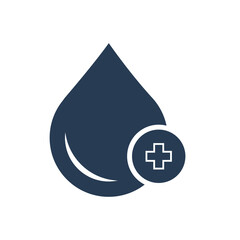 Blood icon. Donate drop blood icon with healthcare sign.