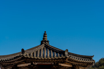 Tiled rooftop of oriental gazebo