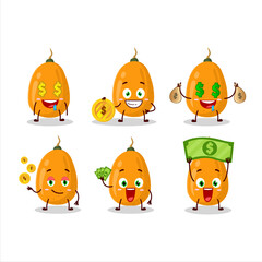 Fototapeta premium Kumquat cartoon character with cute emoticon bring money