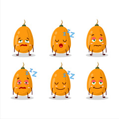 Cartoon character of kumquat with sleepy expression