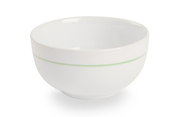 White ceramic bowl on white background.