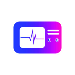 Computer diagnostics icon. ECG, cardiology, heartbeat, breathing, pulse Icon.