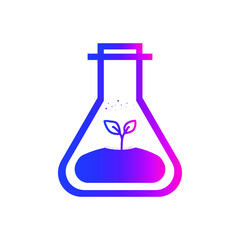 Laboratory experiment icon. chemistry, biological, ecological test tube analyze.