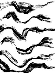 Black ink vector brush strokes. Vector illustration. Grunge freehand wave texture.