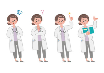 Obraz premium 女医の表情とポーズセット