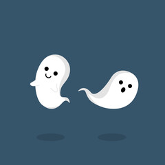 Halloween.Flying ghost spirit. Cute ghosts cartoon. vector.