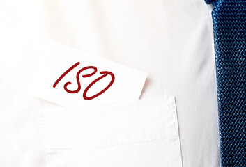 ISO acronym, inscription. Standard and security control