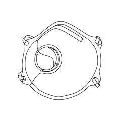Protective face mask to prevent virus infection and spreading. Contiguous one line drawing
