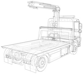 Tow Truck. The layers of visible and invisible lines are separated. EPS10 format.