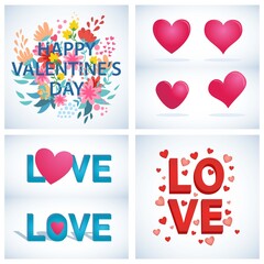 a collection of graphic ornaments and illustrations to welcome Valentine's Day