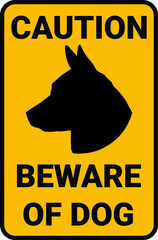 Beware of dog sign on a white background, vector illustration