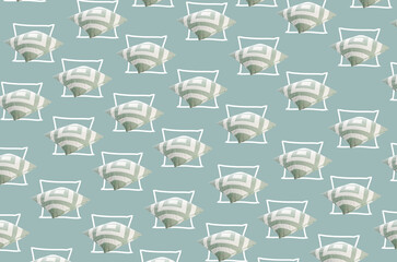 Collage of stylish pillow on grey background