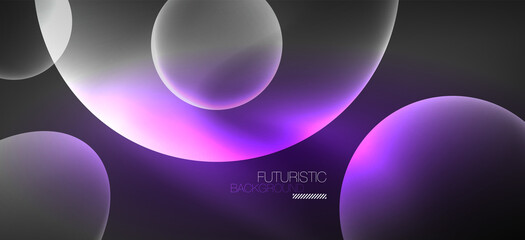 Neon ellipses abstract backgrounds. Shiny bright round shapes glowing in the dark. Vector futuristic illustrations for covers, banners, flyers and posters and other