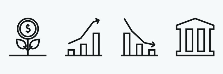 Editable Set Of Business and Finance Icon Line Art Icon Using For Presentation, Website And Application