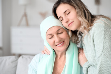 Daughter visiting her mother after chemotherapy at home
