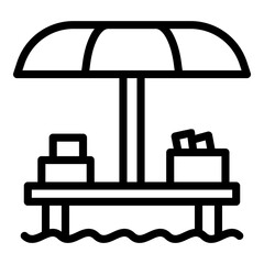 Floating market icon. Outline floating market vector icon for web design isolated on white background