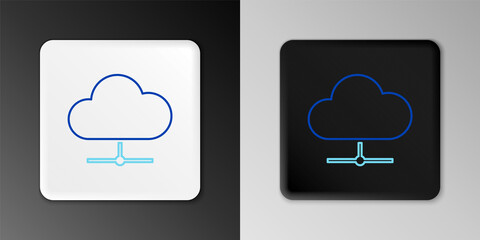Line Network cloud connection icon isolated on grey background. Social technology. Cloud computing concept. Colorful outline concept. Vector.
