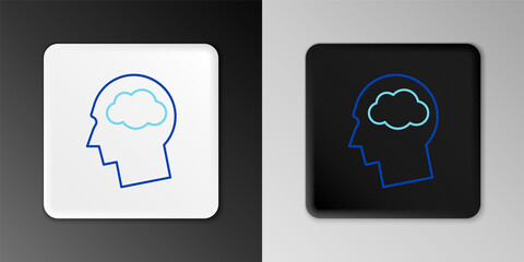 Line Head silhouette with cloud icon isolated on grey background. Dreaming sign. Colorful outline concept. Vector.