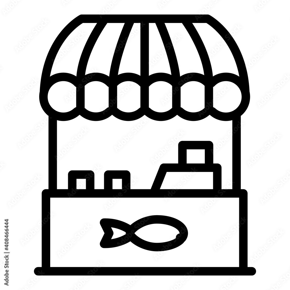 Poster fish floating market icon. outline fish floating market vector icon for web design isolated on white