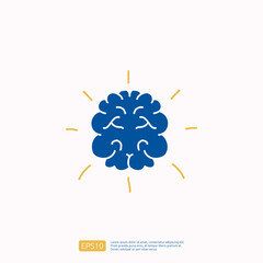 creativity related doodle icon concept with brain symbol. Creative design, idea, Inspiration, brainstorming, startup and think vector illustration