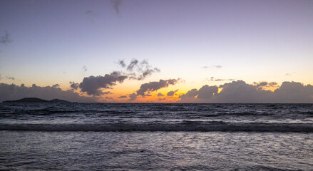 Sunset view of the Indian Ocean from Pointe Ste Marie on Praslin Island in the Seychelles 