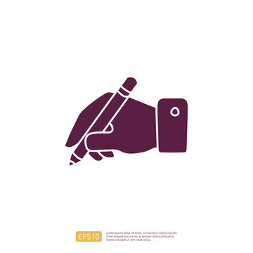 creativity related doodle icon concept writing hand with pencil symbol. Creative design, idea, Inspiration, brainstorming, startup and think vector illustration