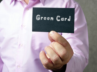  Juridical concept meaning Green Card  with phrase on the page.