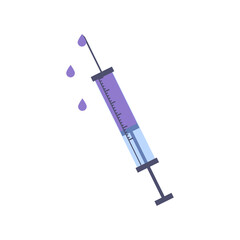 medical syringe with vaccine. flat isolated