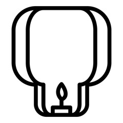 Paper floating lantern icon. Outline paper floating lantern vector icon for web design isolated on white background