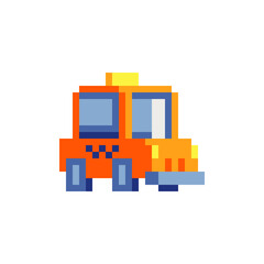 Taxi icon. Pixel art car flat style. Icon for websites, logo, web design, mobile app, info graphics. 8-bit sprite. Isolated vector illustration. 