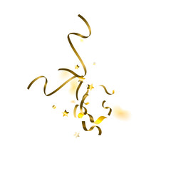 Holiday Serpentine. Gold Foil Streamers Ribbons.