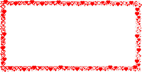 Border frame with hearts . Valentines Day Background . vector illustration