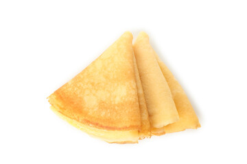 Tasty thin pancakes isolated on white background