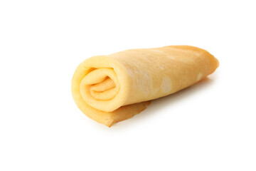 Tasty thin pancake isolated on white background
