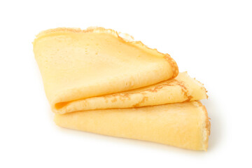 Tasty thin pancakes isolated on white background