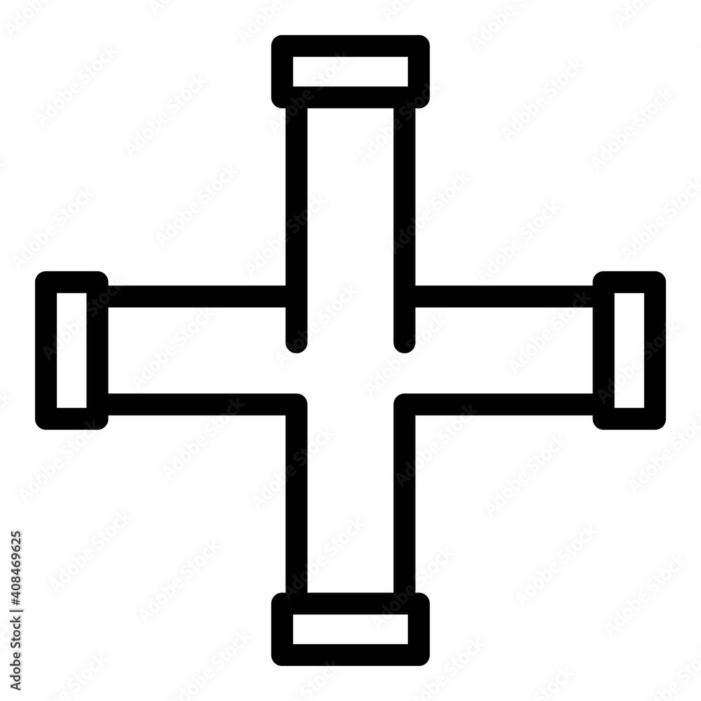 Poster cross pipe icon. outline cross pipe vector icon for web design isolated on white background