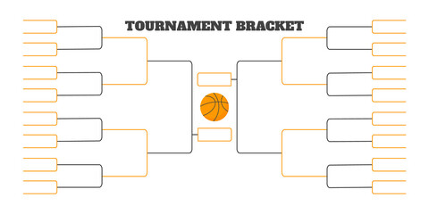 32 team tournament bracket championship template flat style design vector illustration isolated on white background. Championship bracket schedule for basketball game. - obrazy, fototapety, plakaty