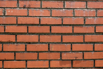 Weathered and Dirty red brick wall Stock Photo.