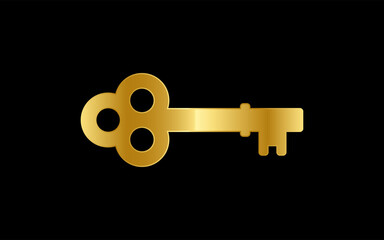 Gold Security System Concept Represented by Key Icon. Isolated and Flat Illustration