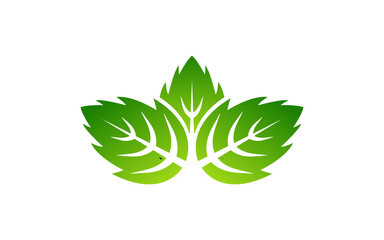 Green Leaf Ecology Nature Icons. Green Color. Leafs Green Color Icon Logo. Leaves on White Background. Ecology. Vector illustration.