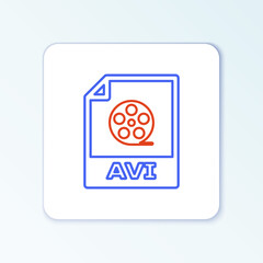Line AVI file document. Download avi button icon isolated on white background. AVI file symbol. Colorful outline concept. Vector.