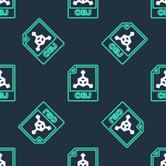 Line OBJ file document. Download obj button icon isolated seamless pattern on black background. OBJ file symbol. Vector.