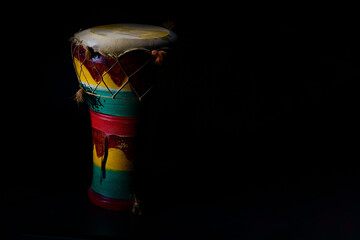 Original African hand percussion on black background