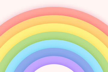 Obraz premium Pastel color rainbow background on a bright paper cut sky. Background concept for girls.