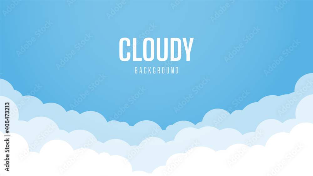 Wall mural bright sky background with cloudy. beautiful and simple blue sky vector design