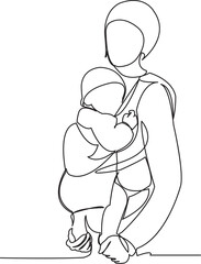 baby with mom in kangaroo bags