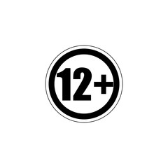 12 age limit concept. Adults content icon isolated on white background