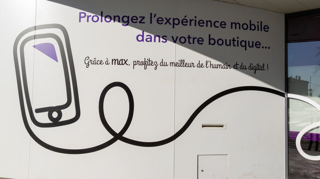max agency on french sign bank logo office signage on building facade