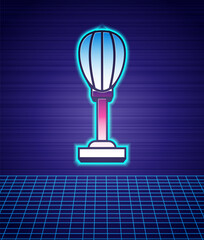 Retro style Punching bag icon isolated futuristic landscape background. 80s fashion party. Vector.