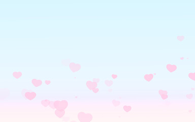 Valentine day pink hearts on blue background.